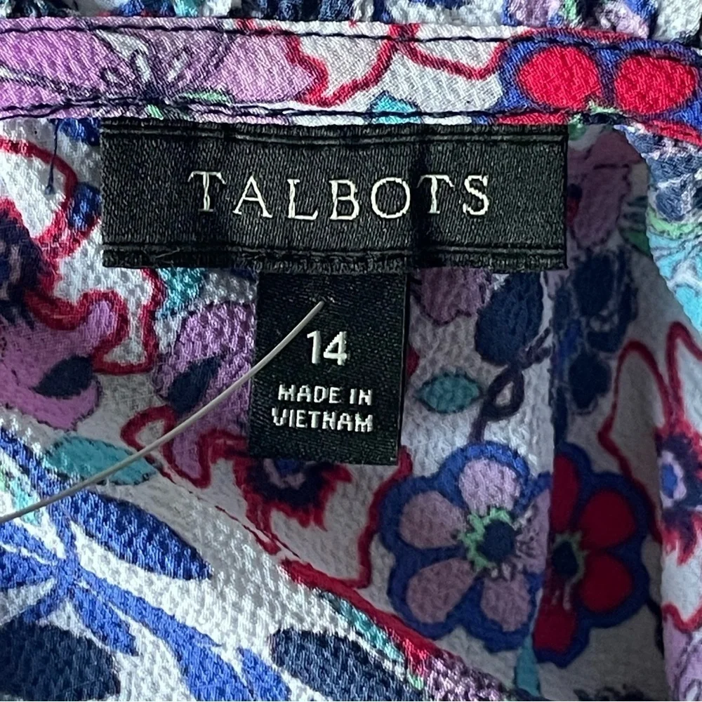 Talbots Paradise Floral Print Flutter Sleeve Popover Dress 29531 - Picture 14 of 15